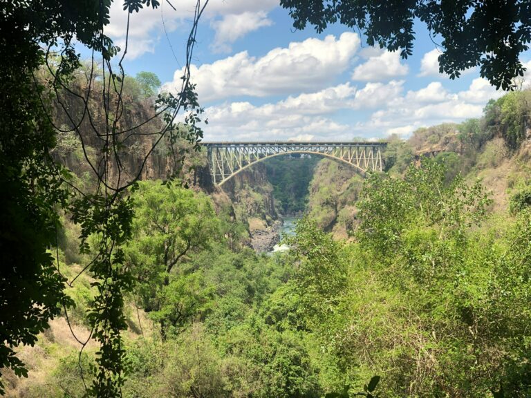 Podul Victoria Falls deasupra râului Zambezi în Zambia